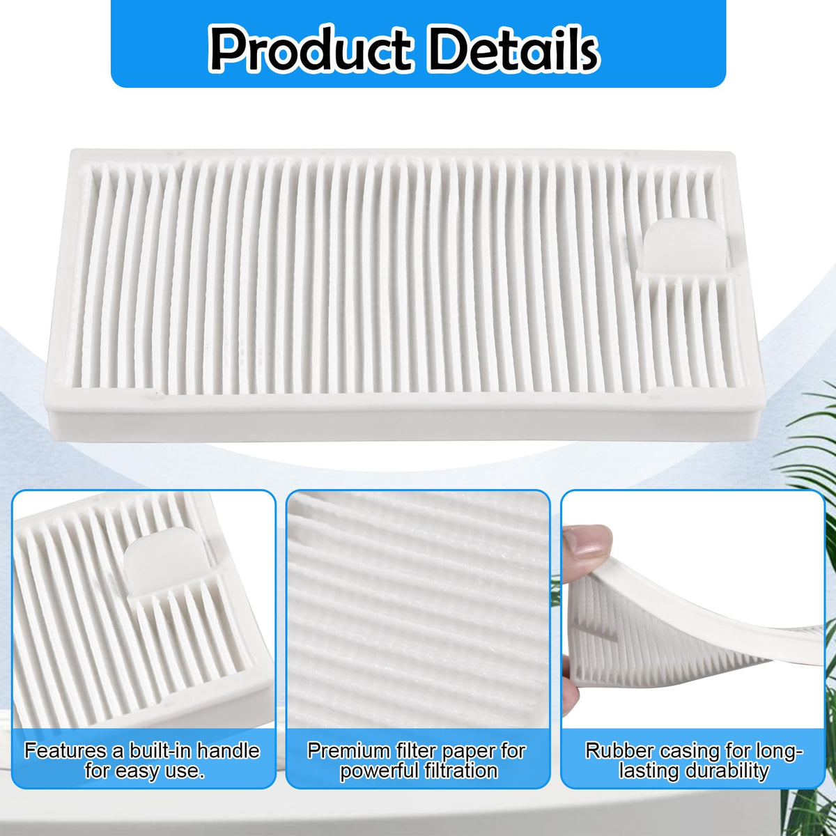 KingBra 6PCS HEPA Filter Vacuum Filter Replacement Parts Accessories Compatible with Midea M9/ Eureka E10S / Obode A8 A8 Plus Robot Vacuum Cleaner