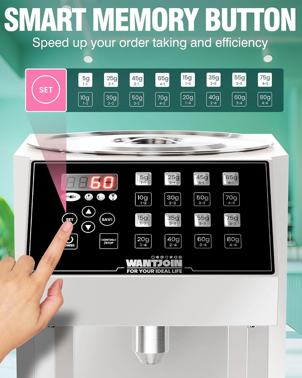 Fructose Dispenser - Automatic Fructose Machine with 16 Programmable Presets, Drip Tray, Measuring Cup & Mixing Stick