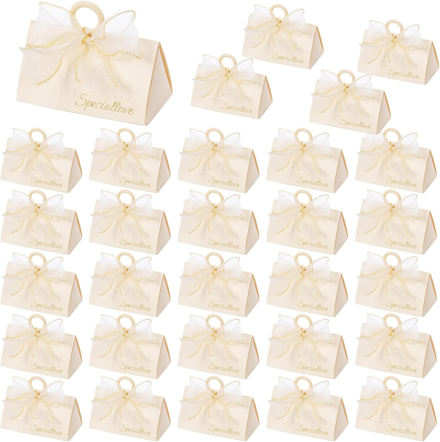 30 Pack Wedding Favor Boxes, Small Gift Boxes for Guest with Handle, White Elegant Chocolate Treat Candy Boxes with