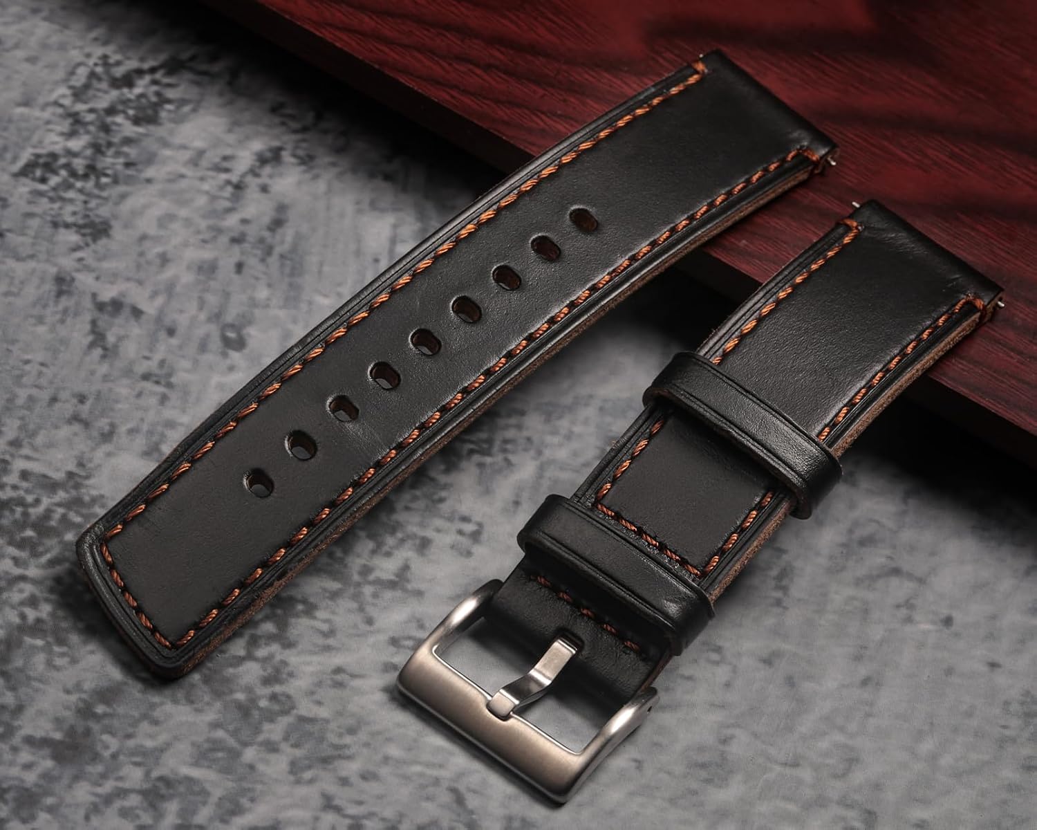 Leather Watch Bands for Men, Horween Quick Release Leather Watch Strap Vintage Watch Replacement Wrap of 18mm, 20mm