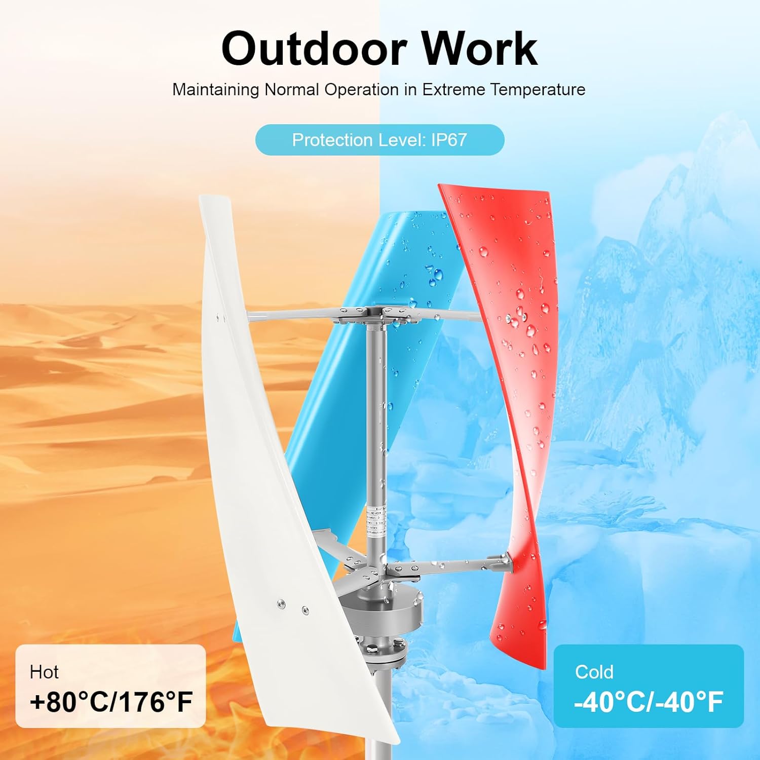 Wind Turbine Generator Kit, Vertical 3 Blades Home Windmill Kit Hybrid Wind System with Controller for Terrace