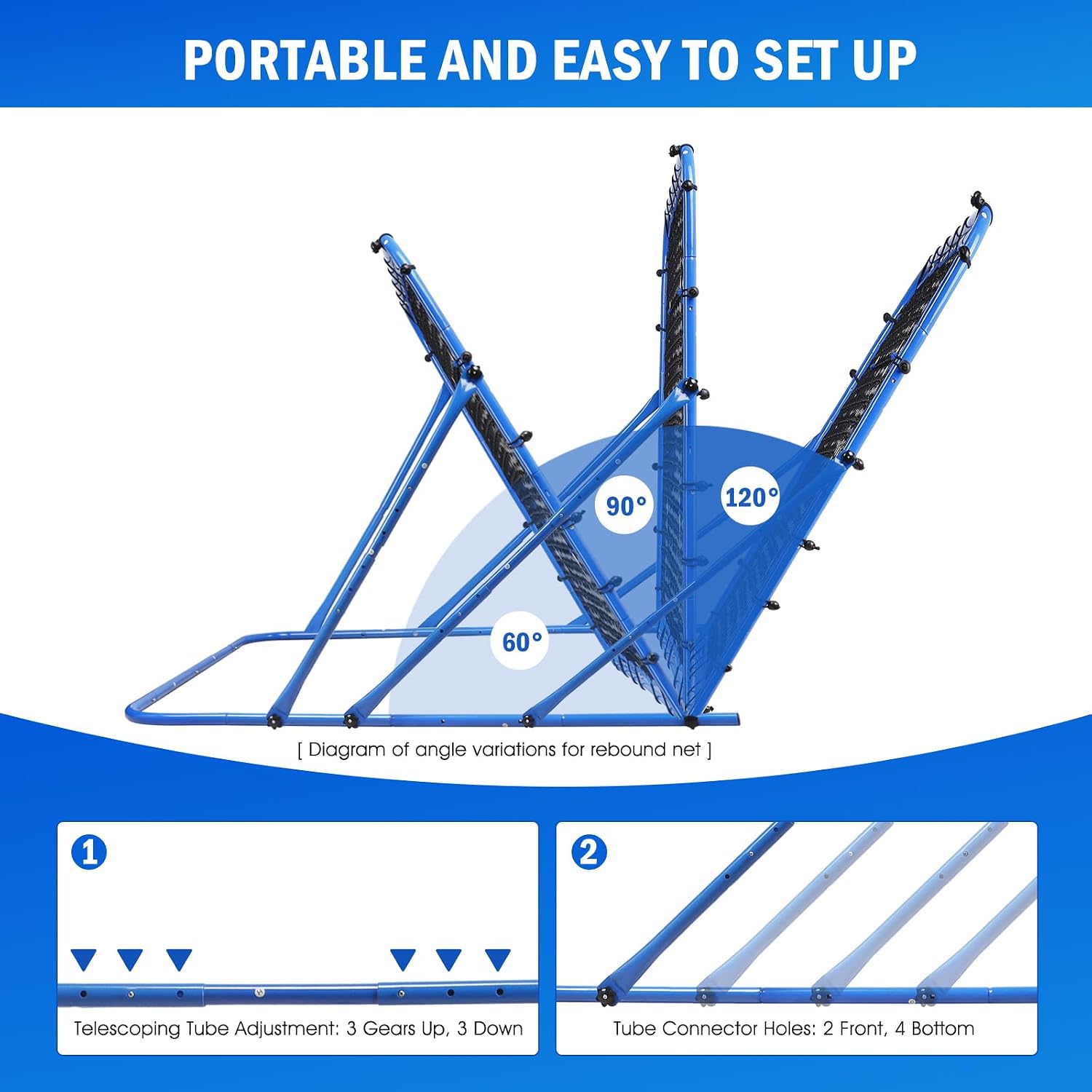 Soccer Baseball Rebounder Soccer Goal Net, Volleyball Rebound Pitchback Net | Quick Switch Angle Soccer Softball