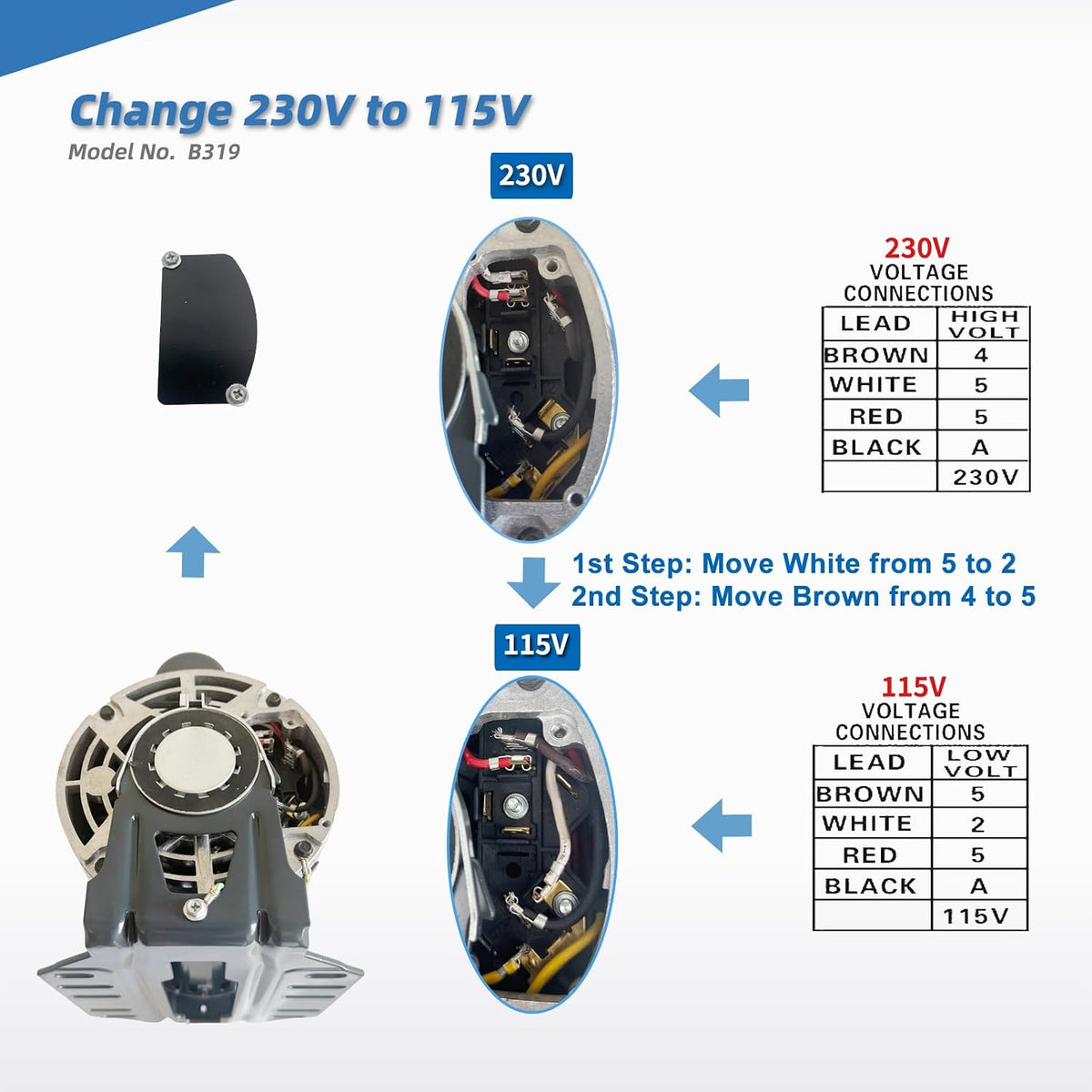 B319 Fan and Blower Motor Replace Marathon B319 3/4HP Reversible Rotation