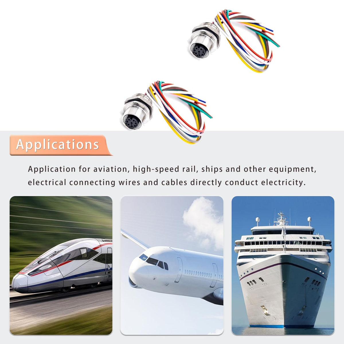 M12 Female 8Pin Connector, Straight Shielded Aviation Socket, 0.2M Wiring, Waterproof Sensor Receptacle, Industrial Equipment, for Electrical Professionals