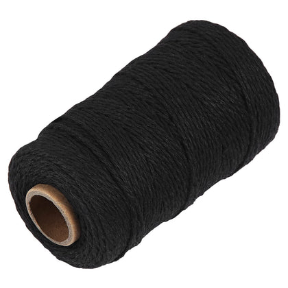 Black Natural Cotton Craft String, 328ft 2MM Bakers Twine