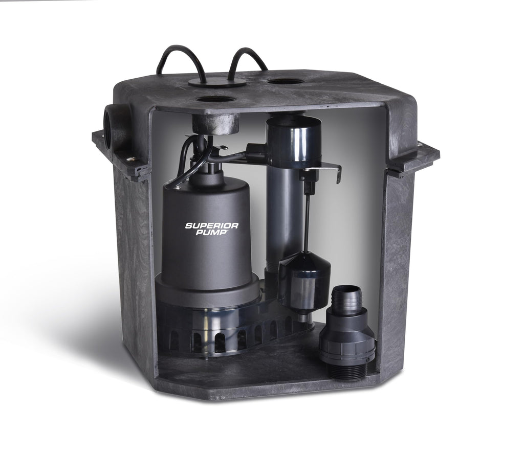 Superior Pump 92072-U 1/3 HP Remote Sink Drain Pump System, Black