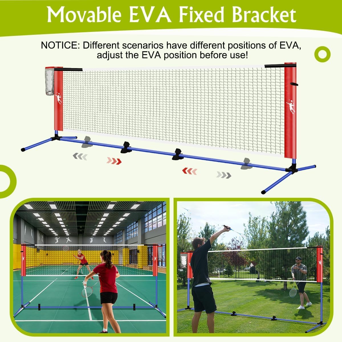 Pickleball Badminton Net Set for Backyards, All-in-One Portable Volleyball Combo Set with Adjustable Net, Volleyball