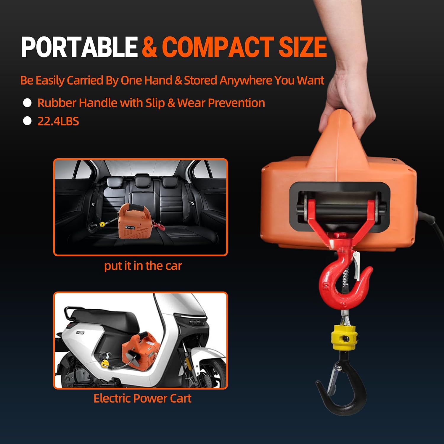 Electric Hoist Winch 1100Lbs Capacity for Garage, Workshop | 110V 25ft Lift Height Portable Power Winch for