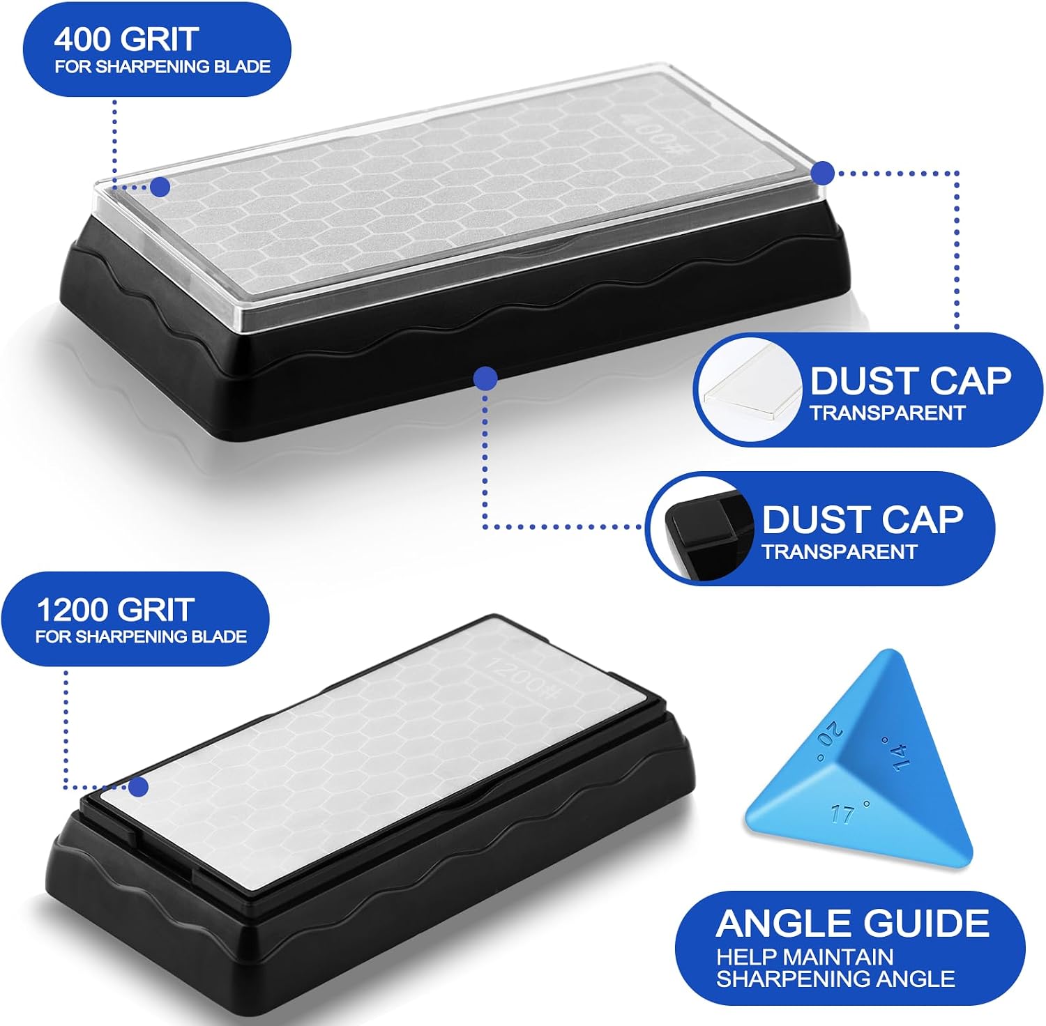 Double-sided Diamond Sharpening Stone,Knife Sharpening Stone with Extra Fine 1200/Coarse 400 Grit Diamond Plate