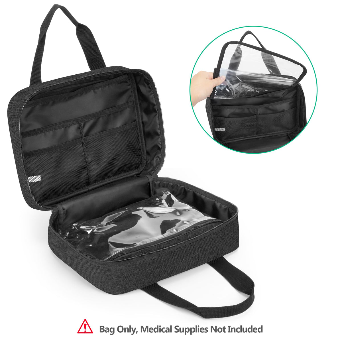Empty First Aid Kits Case, Portable Emergency Kit Organizer, Black