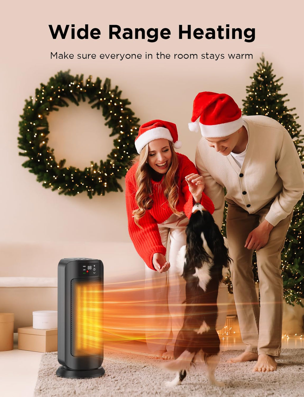 1500W Portable Ceramic Space Heater, Oscillating Indoor Heater, Black