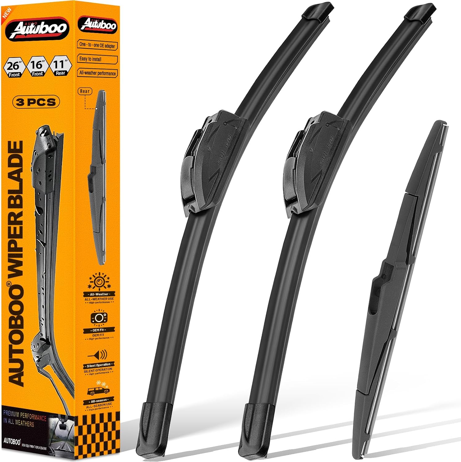 3-Pack Windshield Wiper Blades for Kia Sportage 2017-2022 Hyundai Santa Fe 2019-2023 Kia Sorento 2016-2020, Original