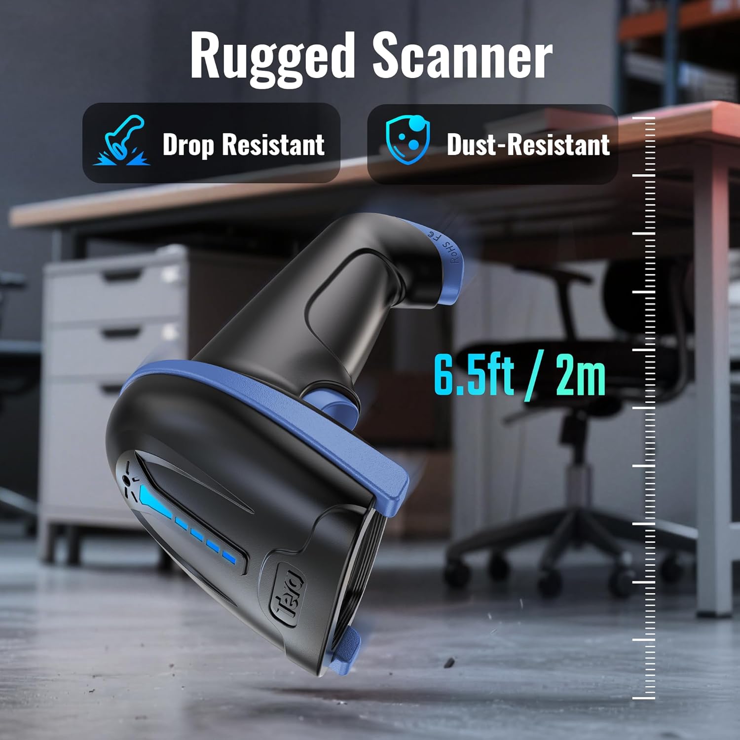 Barcode Scanner with Battery Indicator: 2D Wireless, D5100, Blue | USB Wired, 2.4G Wireless, 2200mAh Battery, 1D 2D