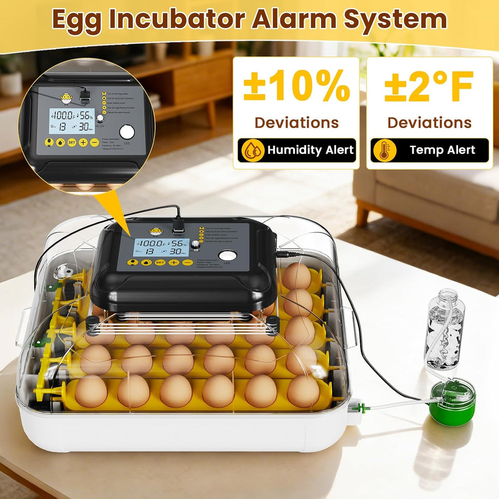 Incubators for Hatching Eggs, 30 Chicken Eggs Incubator with Automatic Egg Turning, Dual Power Supply, Egg Candler