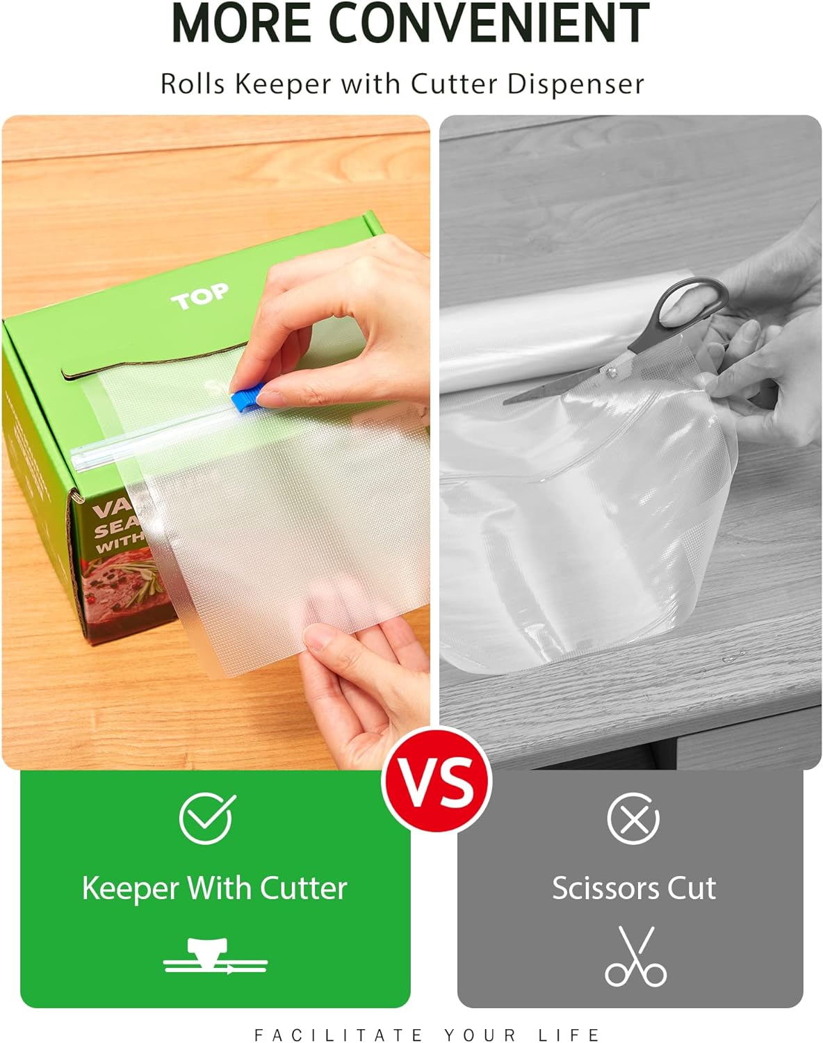 11" x 150' Vacuum Sealer Bags Rolls Keeper with Cutter Dispenser