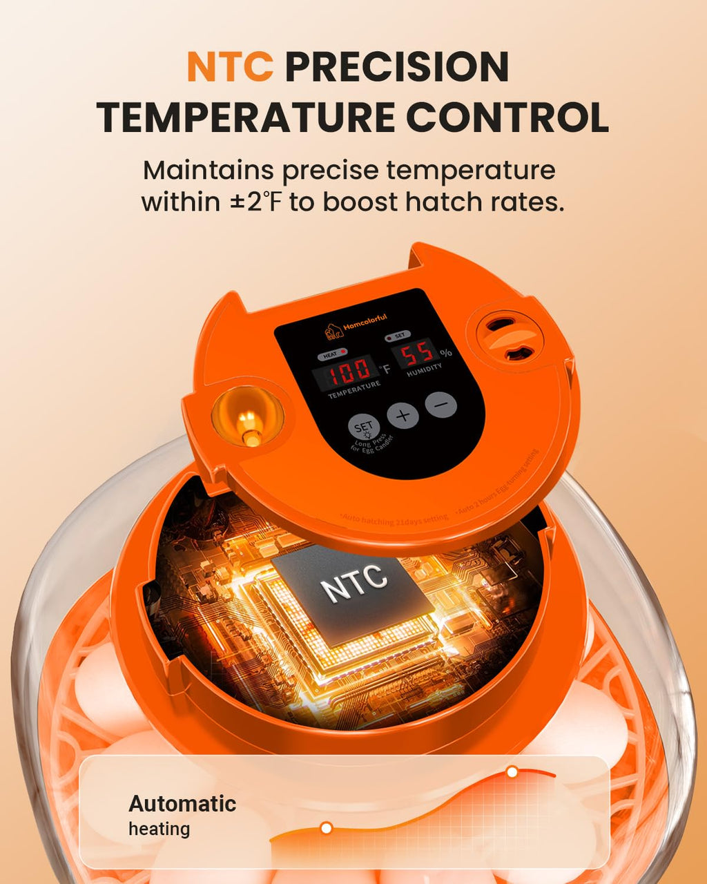 12 Egg Incubator with Automatic Turning & Humidity Control, Fully Automatic Incubators with Egg Candler, STEM/STEAM