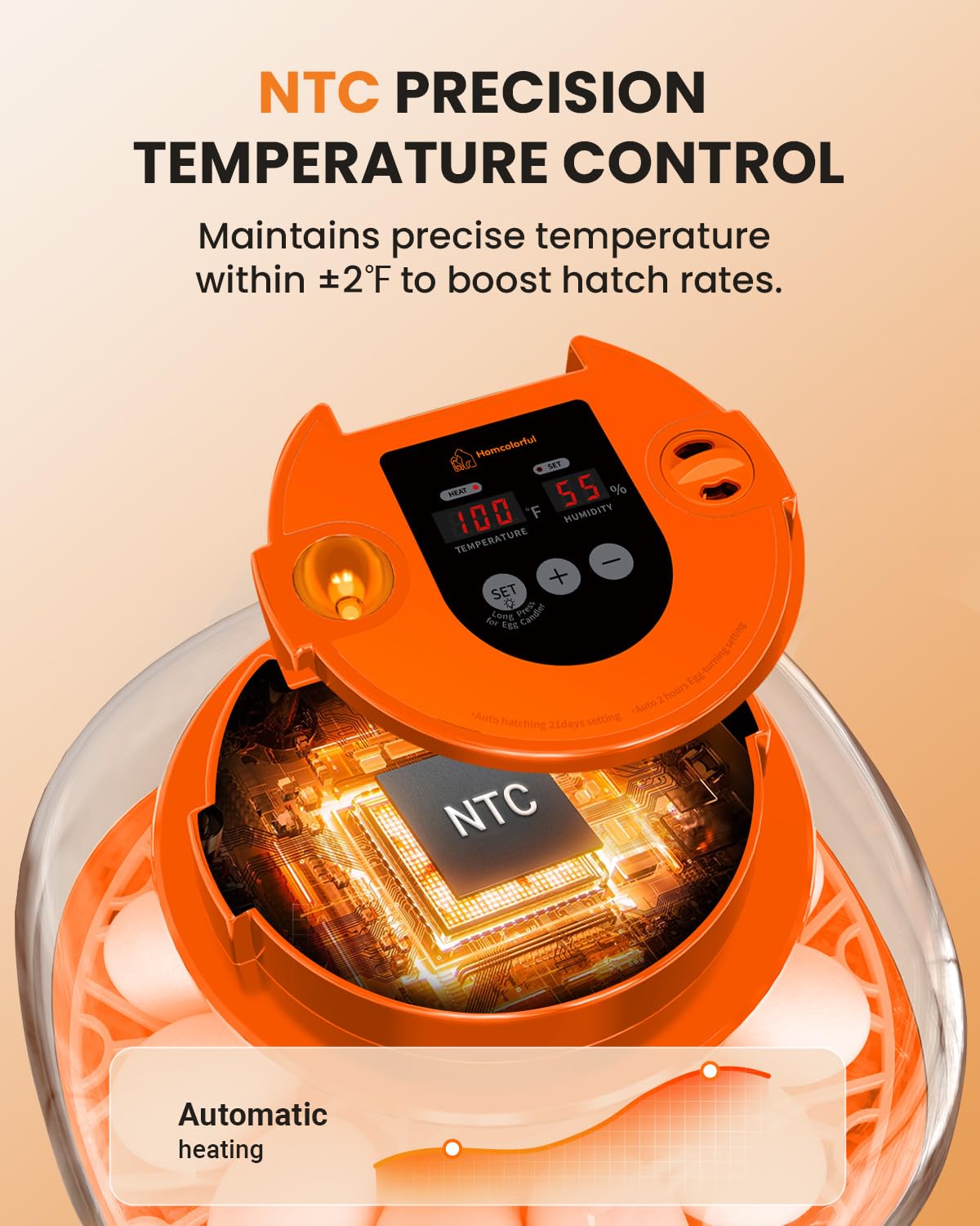 12 Egg Incubator with Automatic Turning & Humidity Control, Fully Automatic Incubators with Egg Candler, STEM/STEAM