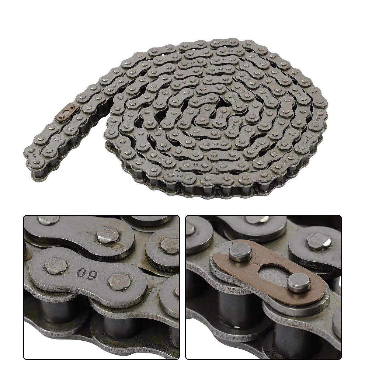 #60 Roller Chain 10 Feet with 2 Connectors Industrial Chain