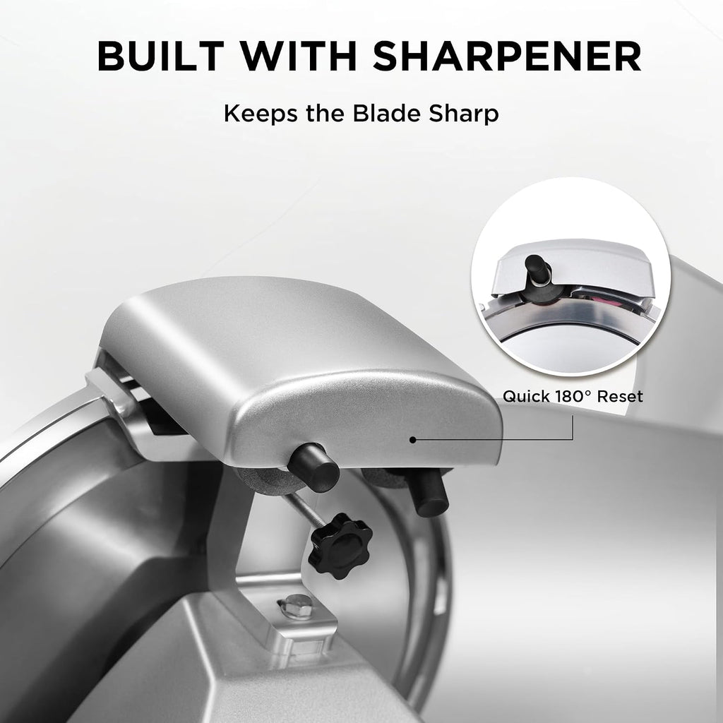 10" Commercial Meat Slicer, Electric Deli Slicer Built-in Sharpener
