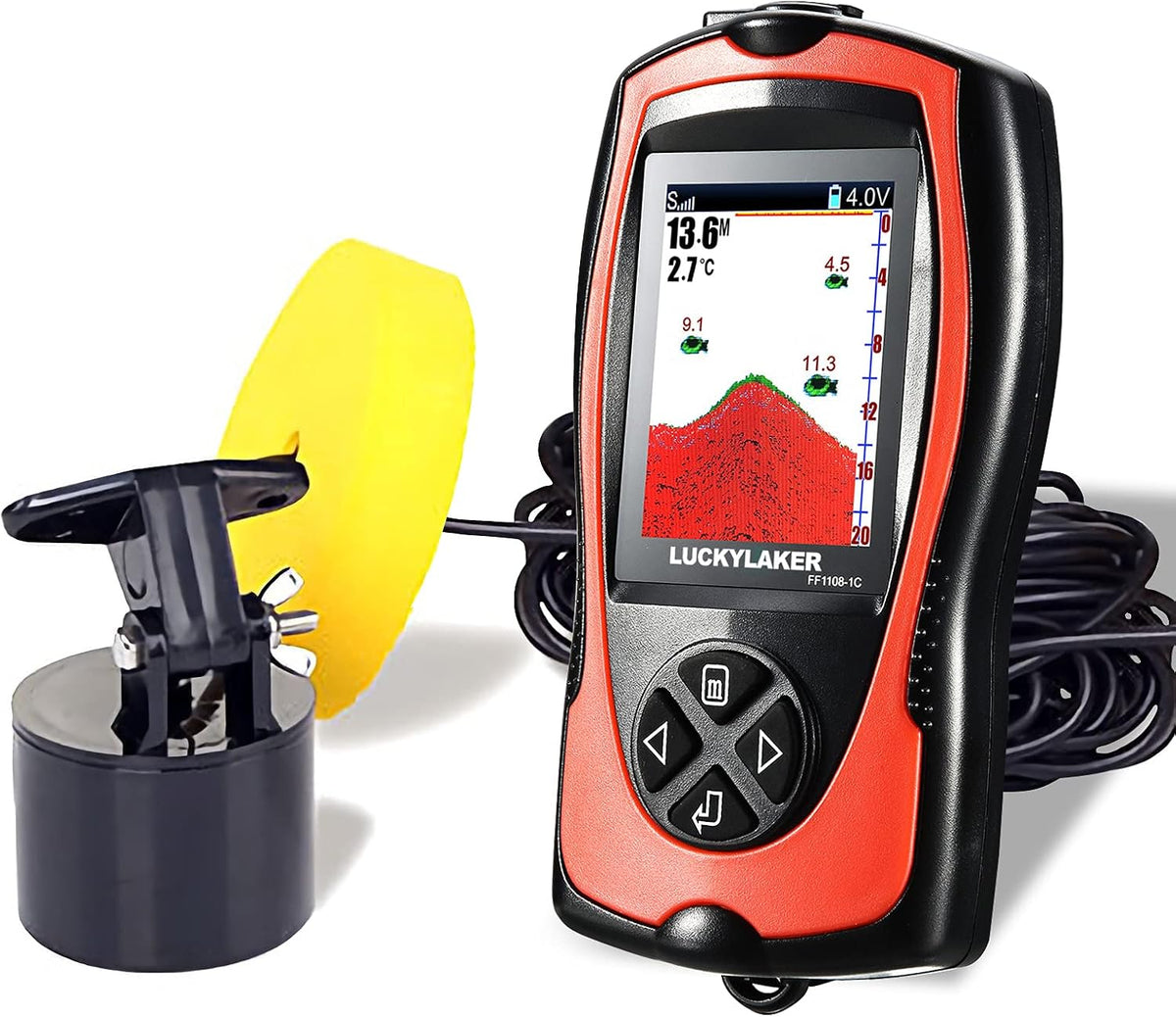 Portable Display Fish Finder Boat Handheld Transducer Fish Finders Kayak Water Sensor Depth Finder LCD Wired Cable