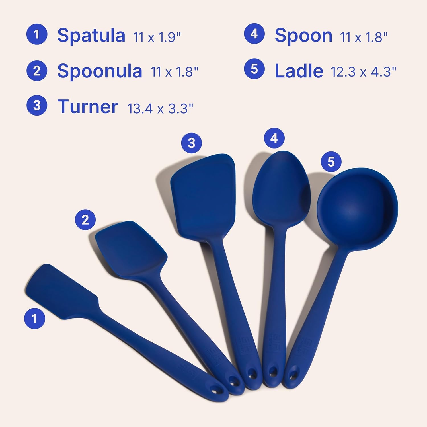 5-Piece Silicone Kitchen Utensils Set, Non-Toxic Cooking Utensils for Cooking and Baking, Heat Resistant, Food Grade