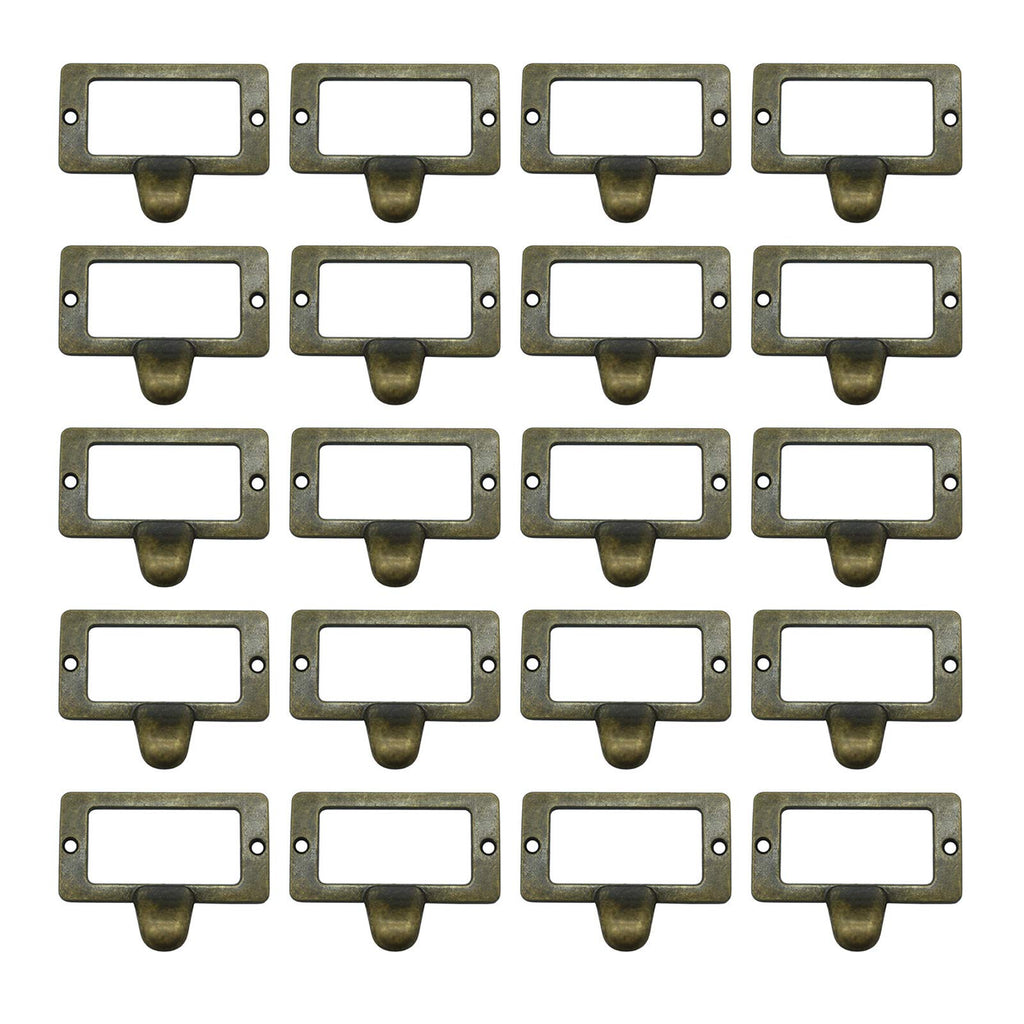 20 Pack Apothecary Card Catalog Drawer Pulls with Label Holder