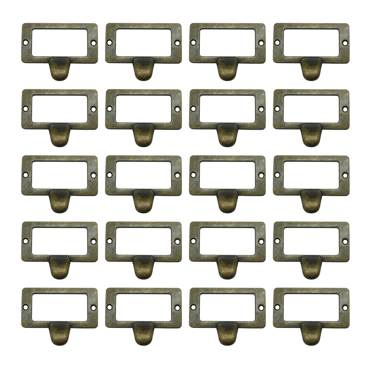 20 Pack Apothecary Card Catalog Drawer Pulls with Label Holder