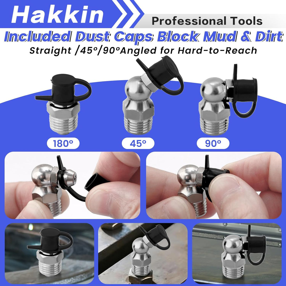 Hakkin Metric Grease Fittings Assortment M6 M8 M10, 304 Stainless Steel