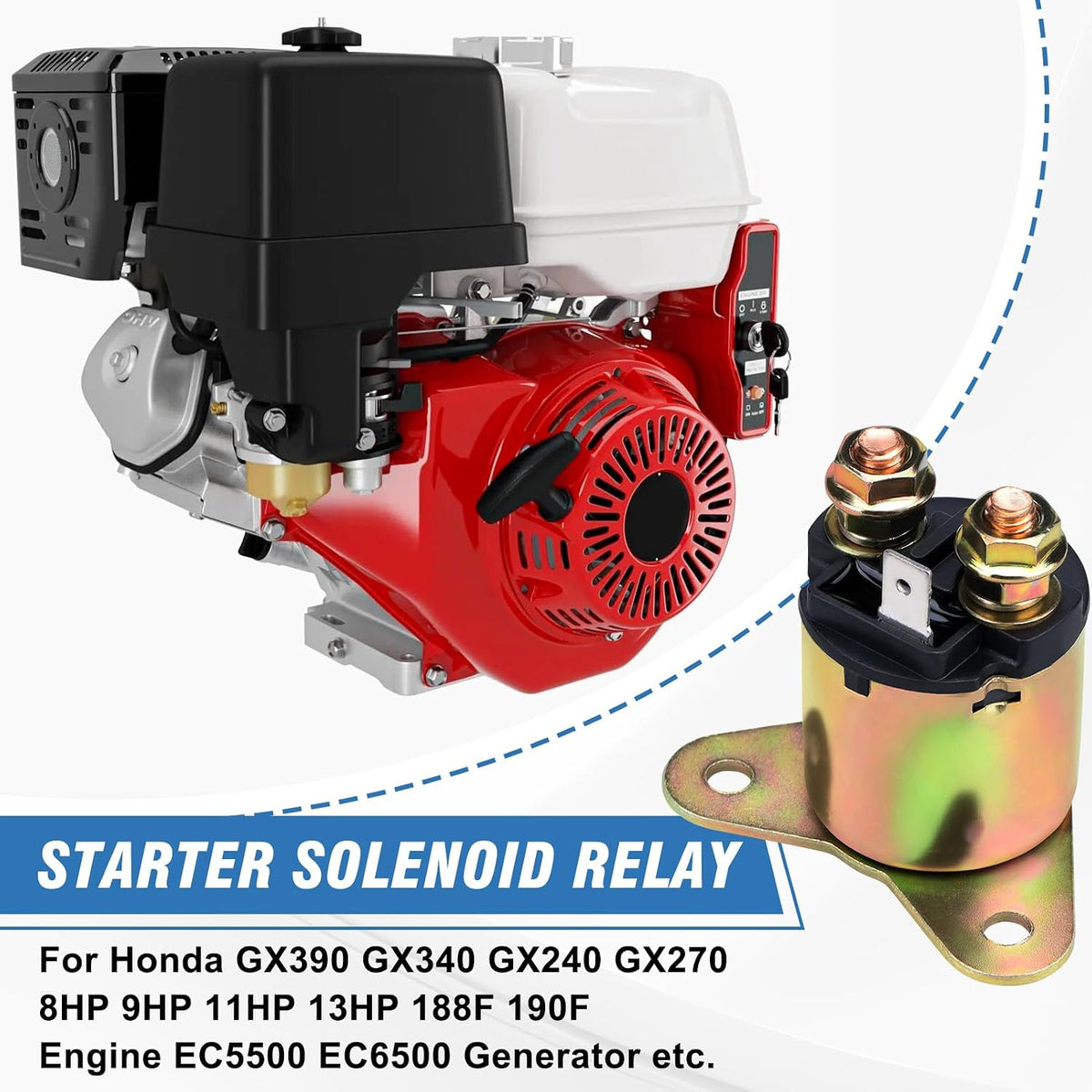 New Upgrade GX390 Starter Solenoid Relay for Predator 420 cc for Honda GX390 GX340 GX240 GX270 8HP 9HP 11HP 13HP 188F 190F Engine EC5500 EC6500 Generator 63968 63970