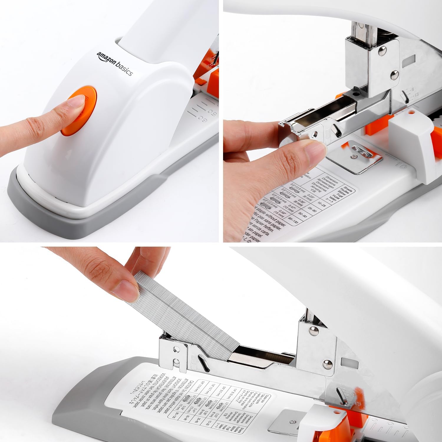 Heavy-Duty Desktop Stapler, 130 Sheets High Capacity, Sturdy with Jammed Staple Remover Mechanism, 5/8" Staples, White