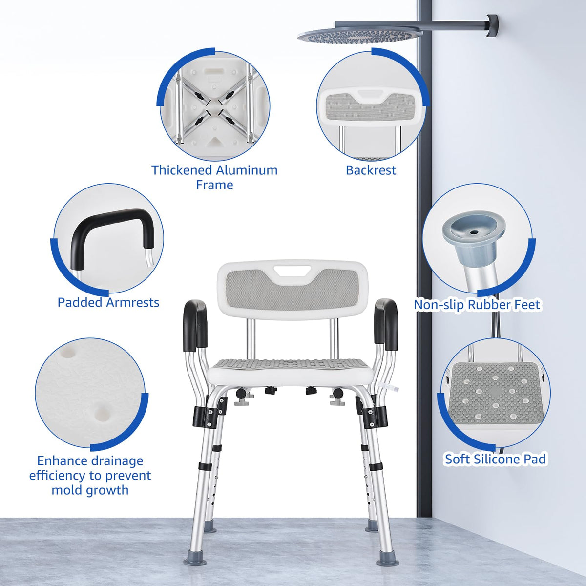 Shower Chair for Elderly and Disabled Inside Shower