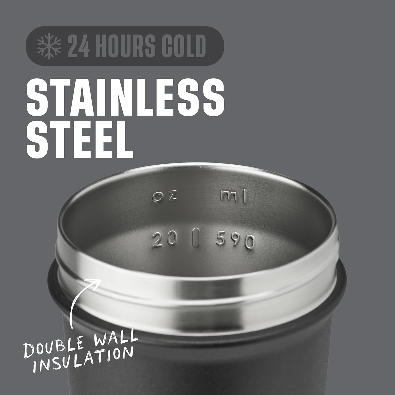 Sport Sleek Stainless Steel Shaker Bottle 25 oz Black