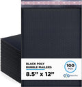 Black Bubble Mailers 8.5x12, Self Seal Poly Padded Envelopes #2, 100 Pack