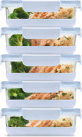 Duraglass 3.4 Cup Meal Prep Sets 10Pc, 5 Pack Set- Glass Food Storage Container with Silicone Boot and Airtight