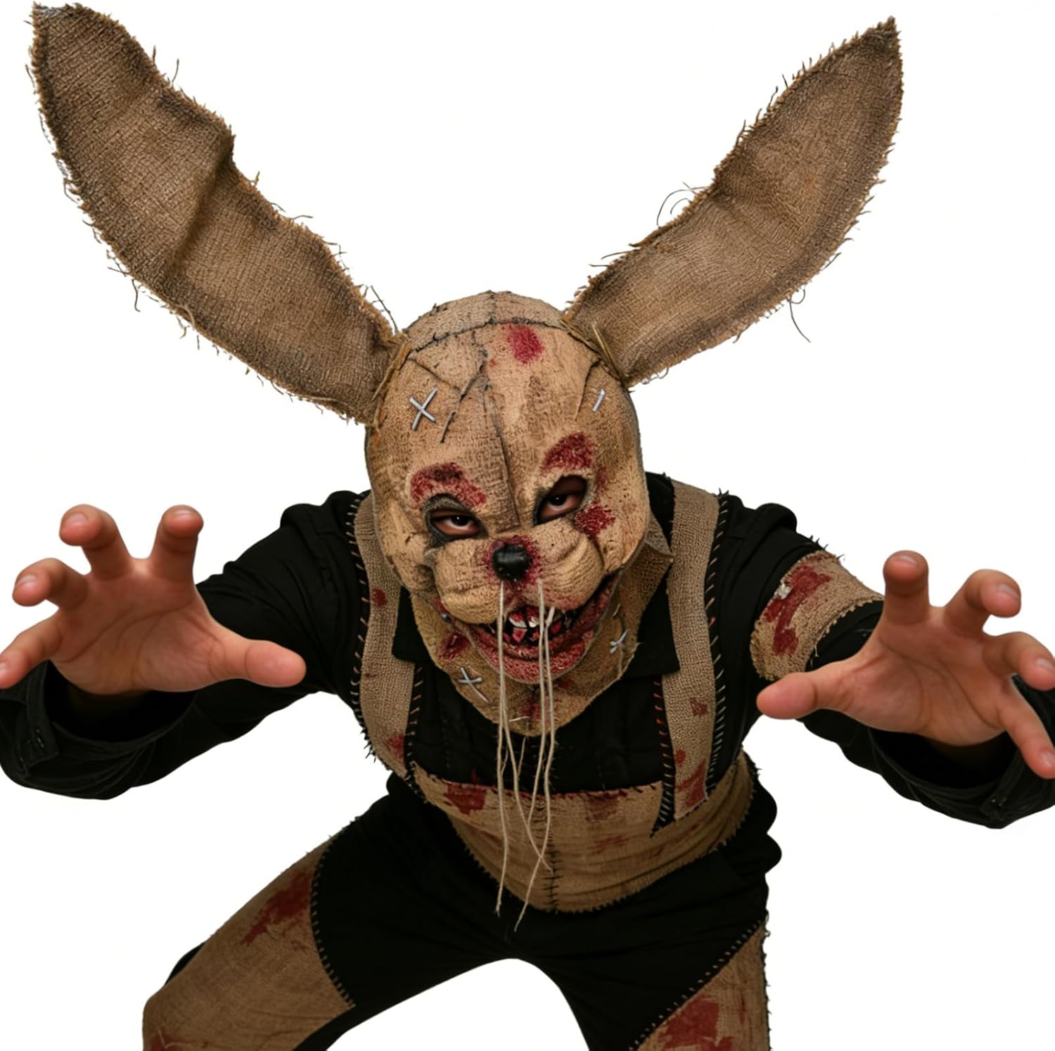 Scary Bunny Mask Adult Halloween Horror Burlap Bloody Rabbit Masks | Burlap bunny mask, latex and linen, long ears