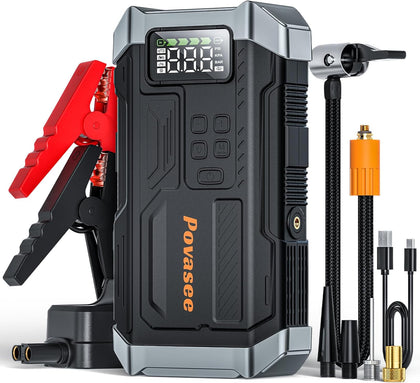 [2026NEW Model] 5000A Jump Starter with Air Compressor,Car Jumper Starter Portable with 150PSI Tire Inflator 12V Jump