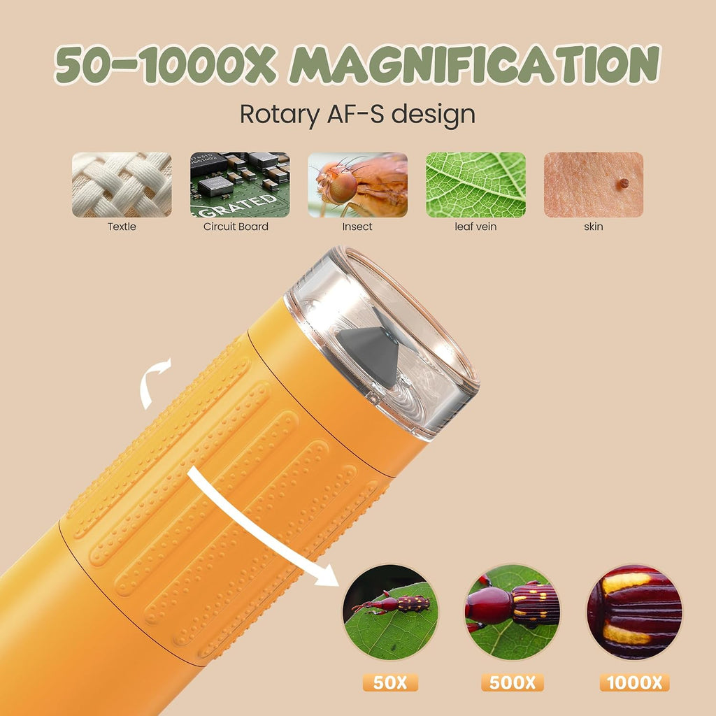 1000X Portable Handheld Digital Microscope for Kids with HD2.0 IPS Screen | 50X-1000X Magnification, STEM Educational