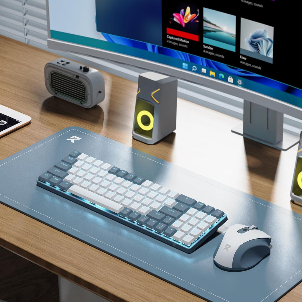 Wireless Keyboard and Mouse Combo, 78 Keys 2.4Ghz Wireless Low-Profile Mechanical Red Switch Keyboard w/Slim