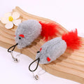 Cat Toy Refill, 2 Pack Mouse Toy with Feather Tail and Bell for Cat Wand Toy Accessories Cat Toy Attachments