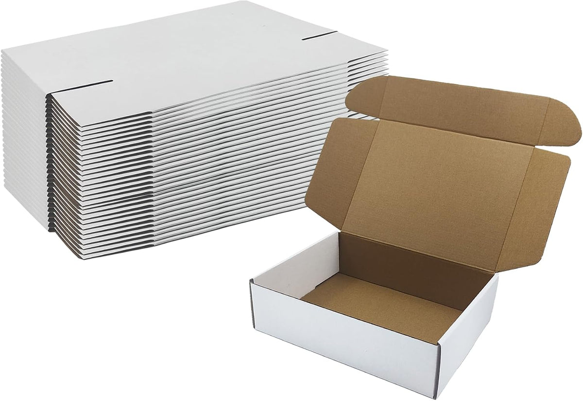 11 x8 x3 inches Shipping Boxes, 28 Pack White Cardboard Corrugated Mailers