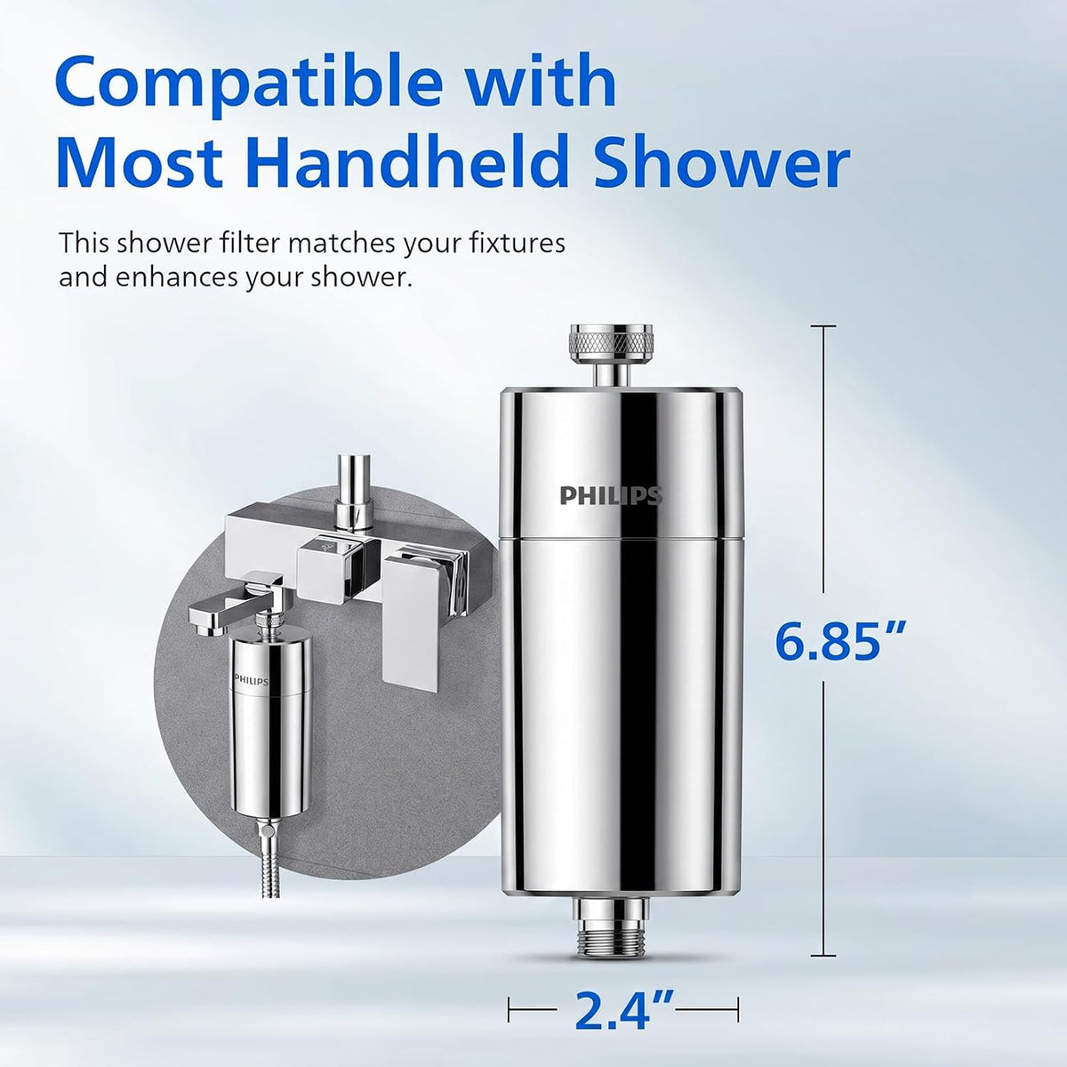PHILIPS Shower Filter, Reduces Chlorine & Heavy Metals, AWP1775CH/37