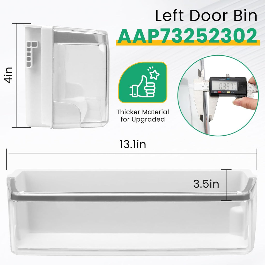 UPGRADED AAP73252302 AAP73252306 Refrigerator (Left) Door Shelf Bin Compatible with L-G, Ken-more Sears, Ken-more Elite Door Shelf Basket Assembly - 1 PACK By Fetechmate