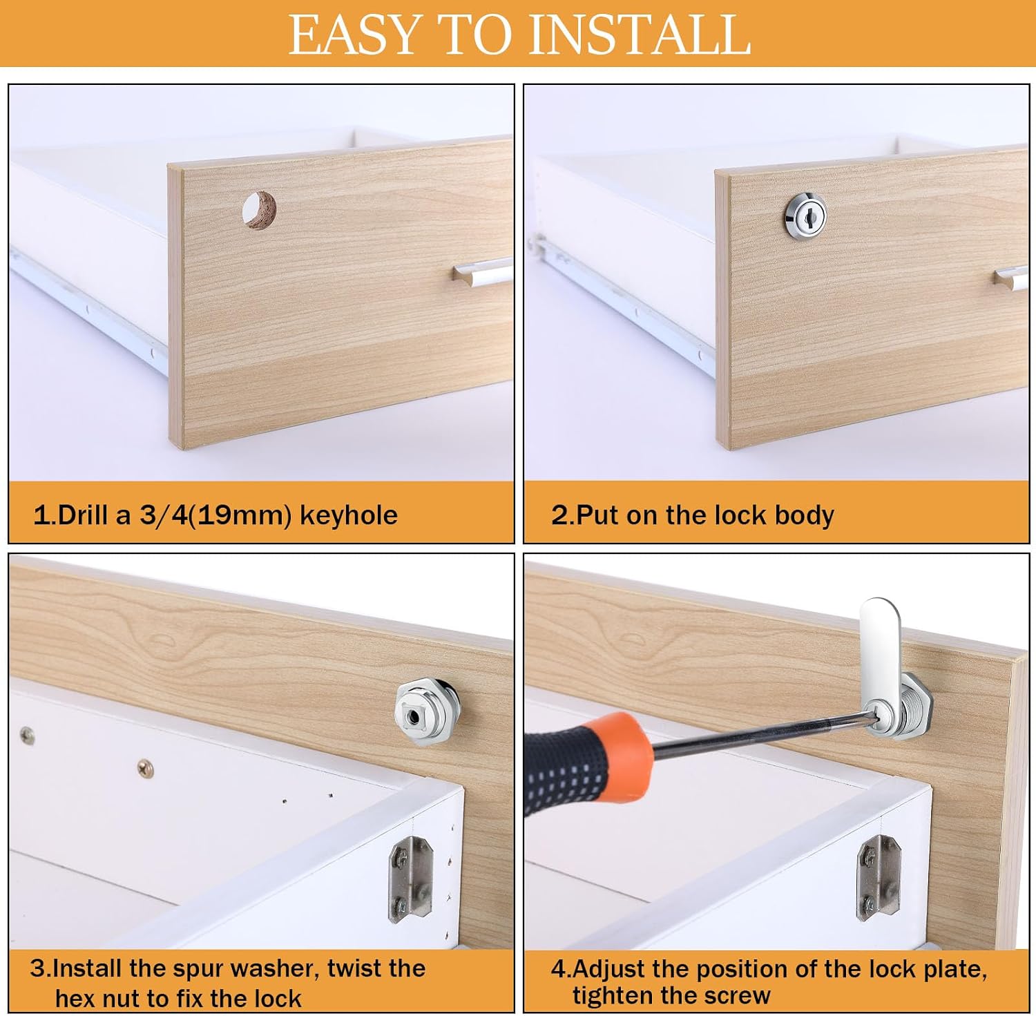 5/8 Cam Locks - 5/8 Diameter Cam Lock Keyed Alike Cabinet Locks Secure Files Drawers Mailbox RV Cylinder Replacement