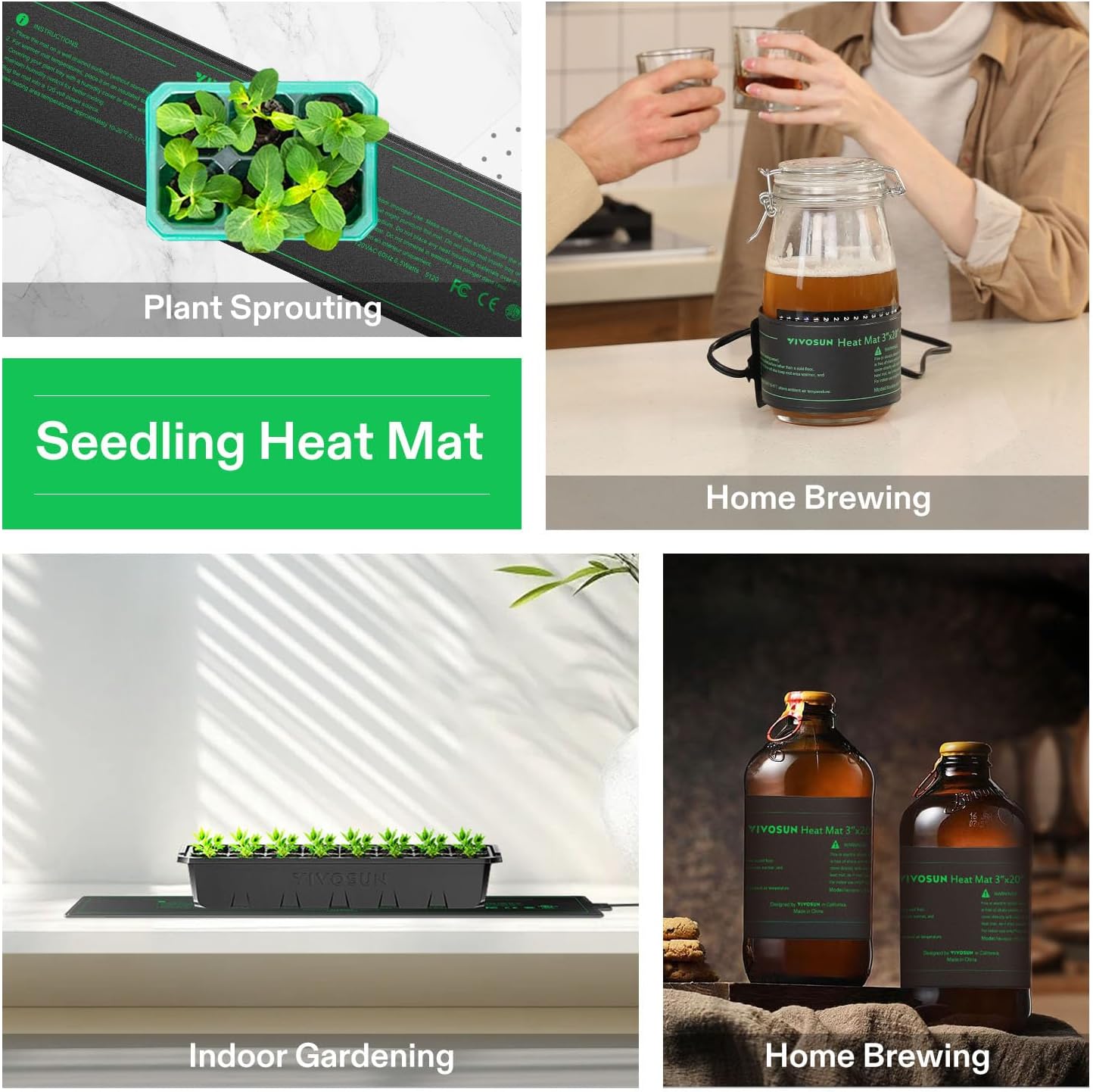 3" x 20" Durable Waterproof Seedling Heat Mat | UL & MET-Certified Heating Pad for Hydroponic, Kombucha Tea, Brewing
