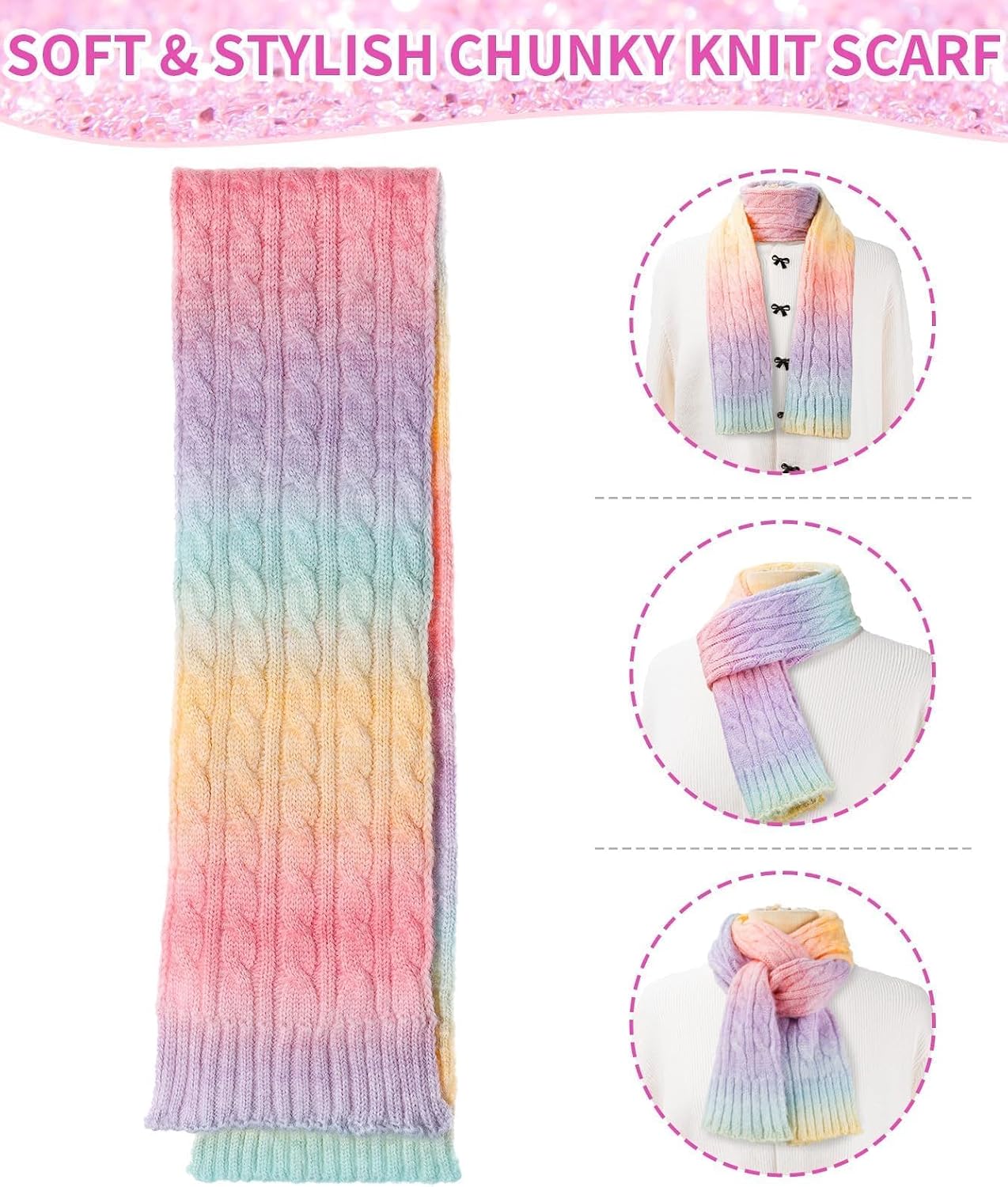 Kids Winter Hat Scarf Gloves Set, Girls Boys Toddler 8% Wool Warm Fleece Beanie Knit Neck Scarf Mittens Christmas Gift