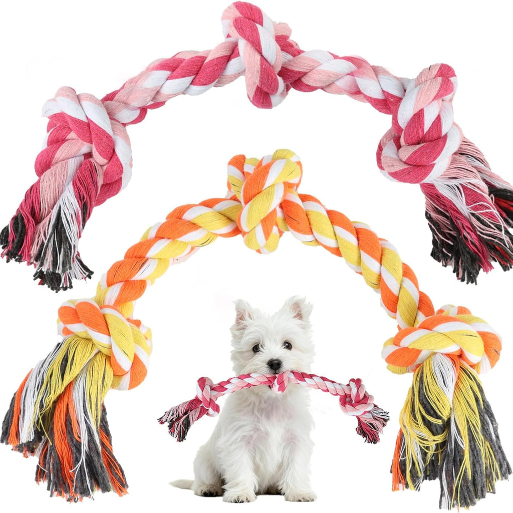 Dog Rope Toy 2 Pack, Rope Toys for Dogs, Chew Ropes for Small Breeds Puppies, Pull Toy for Tug of War, Energy