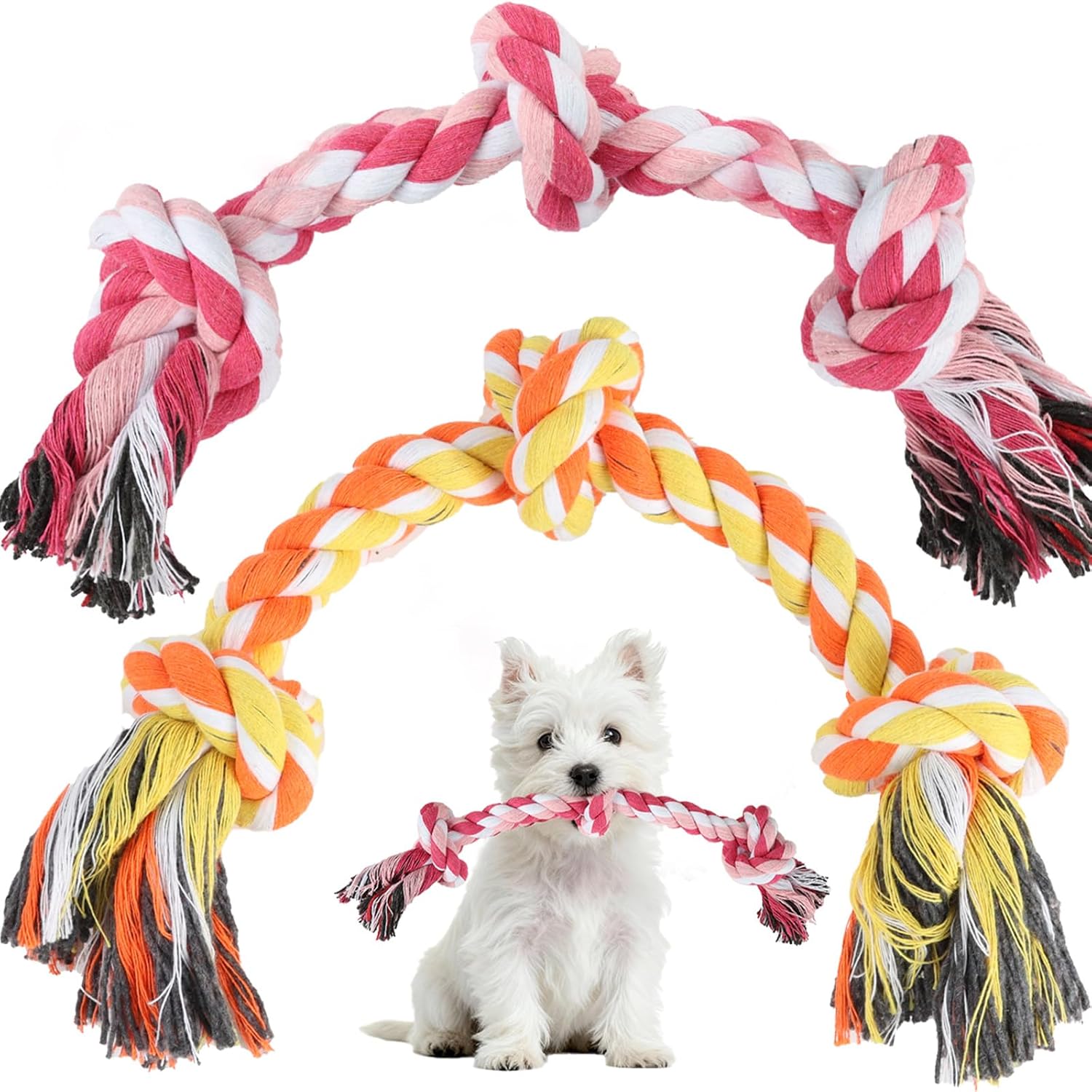 Dog Rope Toy 2 Pack, Rope Toys for Dogs, Chew Ropes for Small Breeds Puppies, Pull Toy for Tug of War, Energy