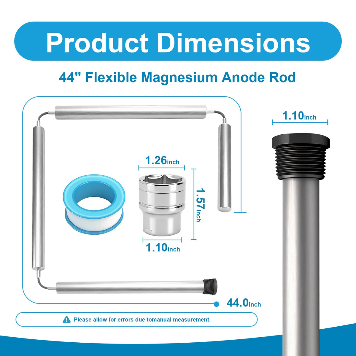 44-Inch Magnesium Water Heater Anode Rod Compatible with GE, Rheem
