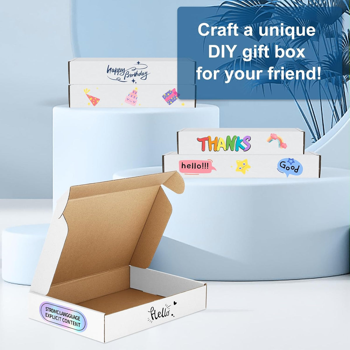 Small Packaging Boxes 25 Pack 7x5x2 Inches- White Cardboard Shipping Boxes, Corrugated Mailer Boxes for Small