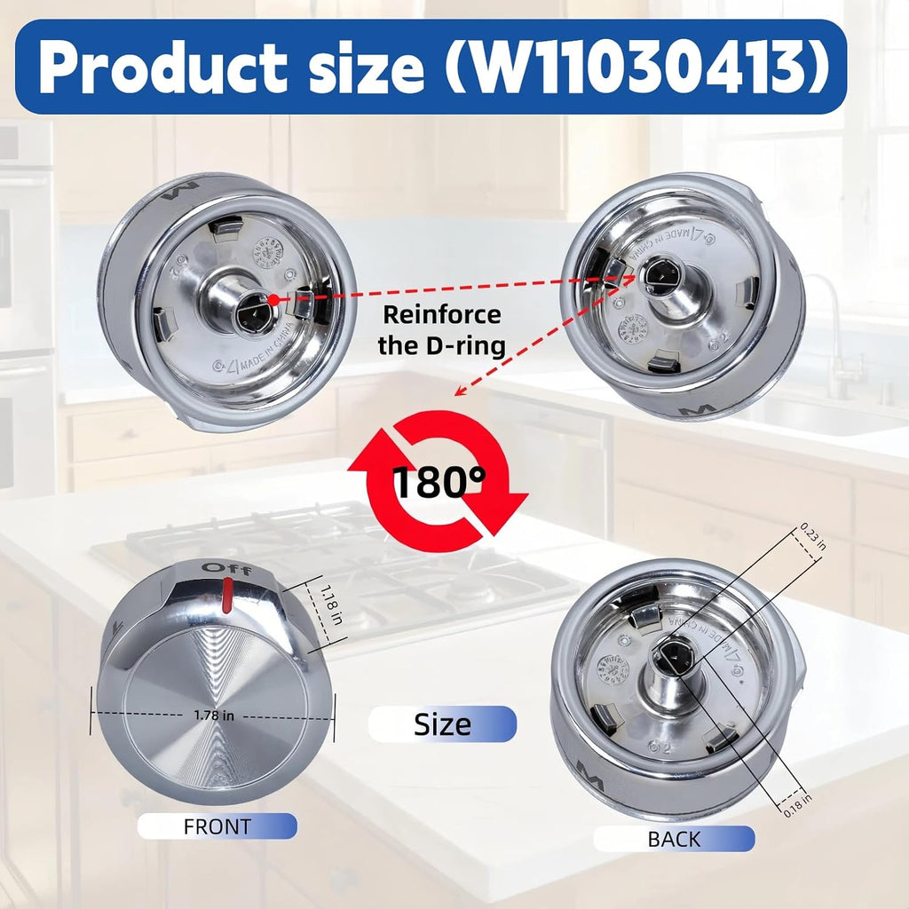 W11030413 Range Knob Replacement Fits for KitchenAid Whirlpool Stove Knobs